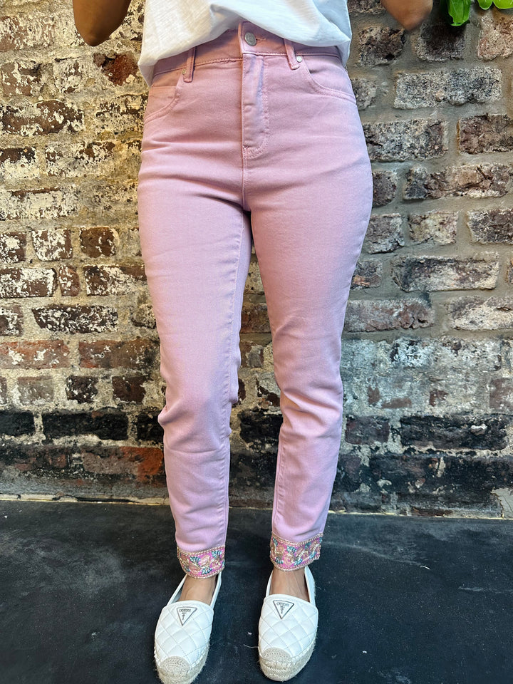 Pinns 581CT Soft Pink Ankle Grazer Denim Jean
