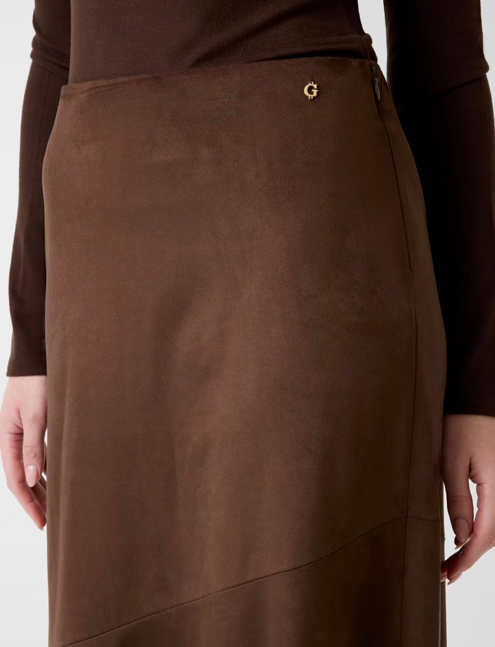 Guess Nunzia Brown Suede Midi Skirt