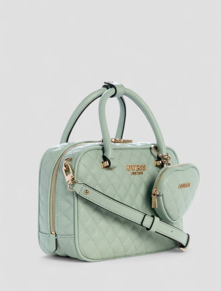 Guess Atabey Box Satchel Bag Sage