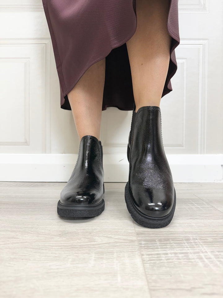 Paul Green Knautschlack Black Boot