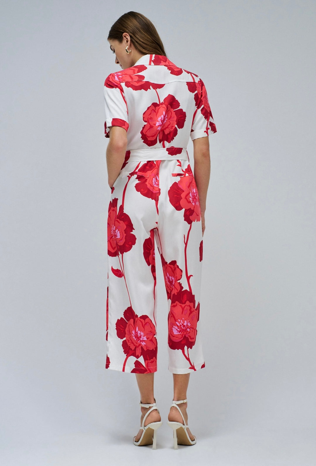 Salsa Red Floral Belted Jumpsuit