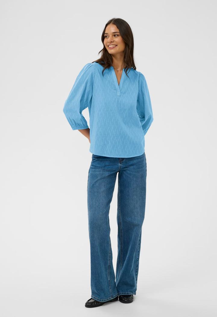 Kaffe KAgabriela V-neck Shirt Azure Blue