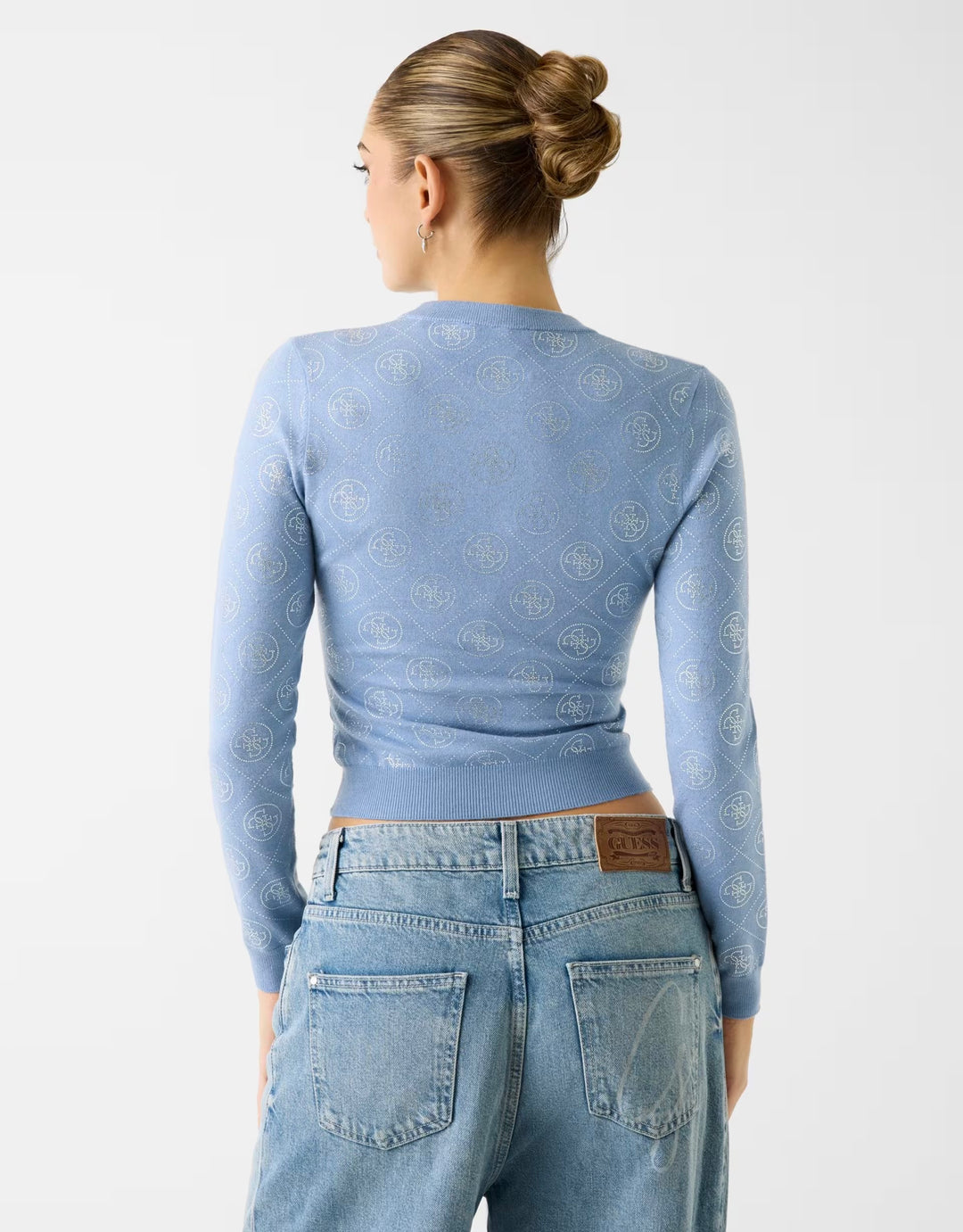Guess Rhinestone 4G Blue Sweater