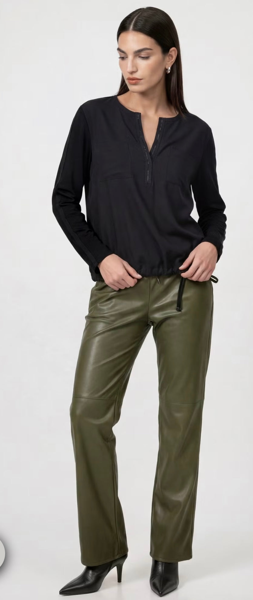 Monari Black Blouse With Drawstring Waist