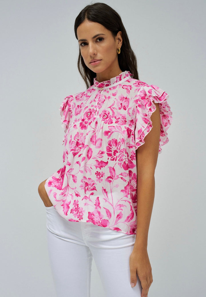 Salsa Pink White Floral Top