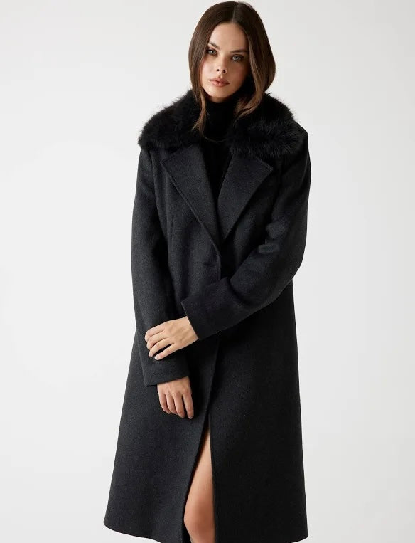 Guess Wool Blend Long Coat Grey