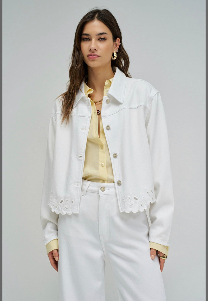 Salsa White Denim Jacket With Hem Detailing