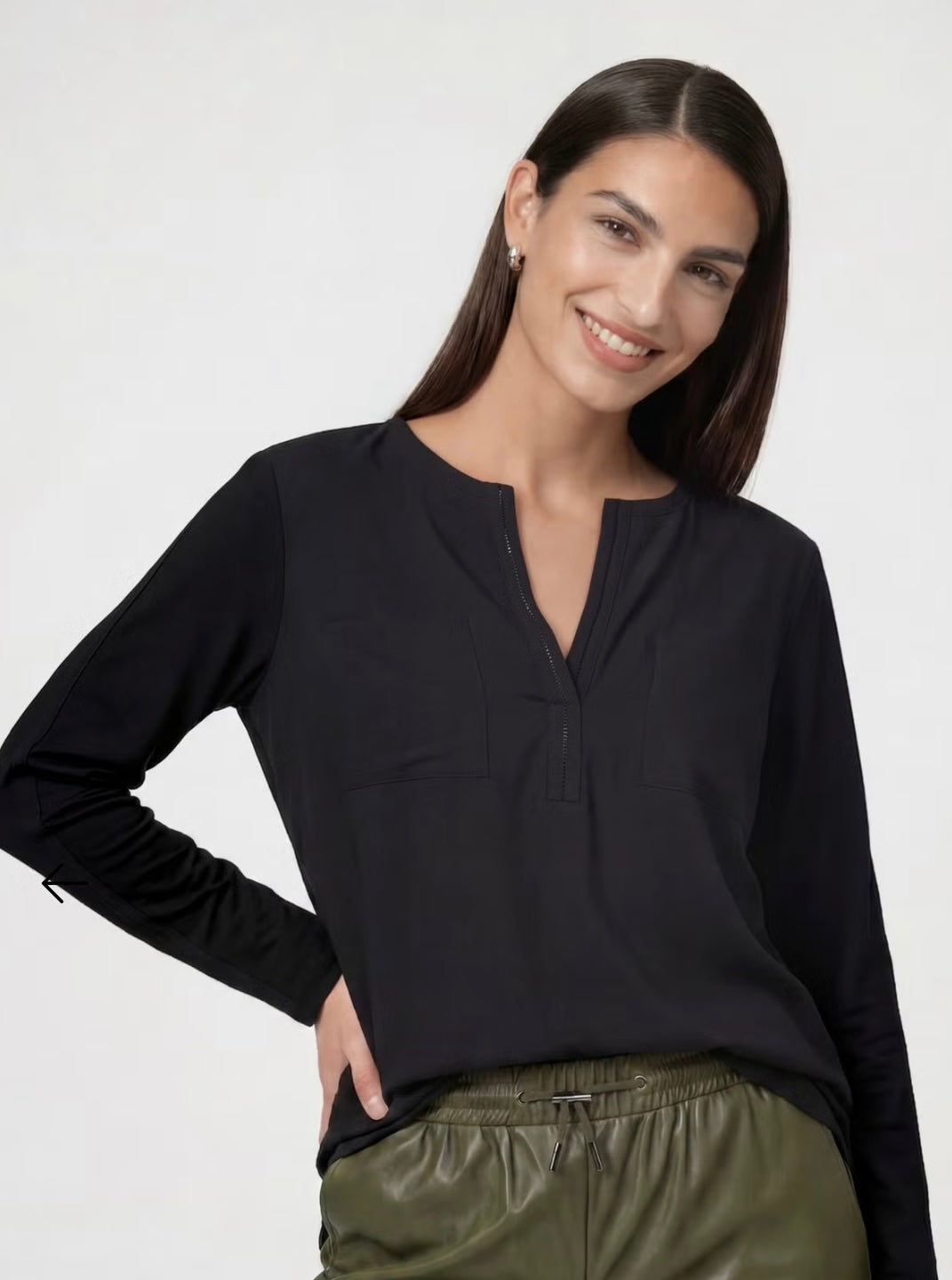 Monari Black Blouse With Drawstring Waist