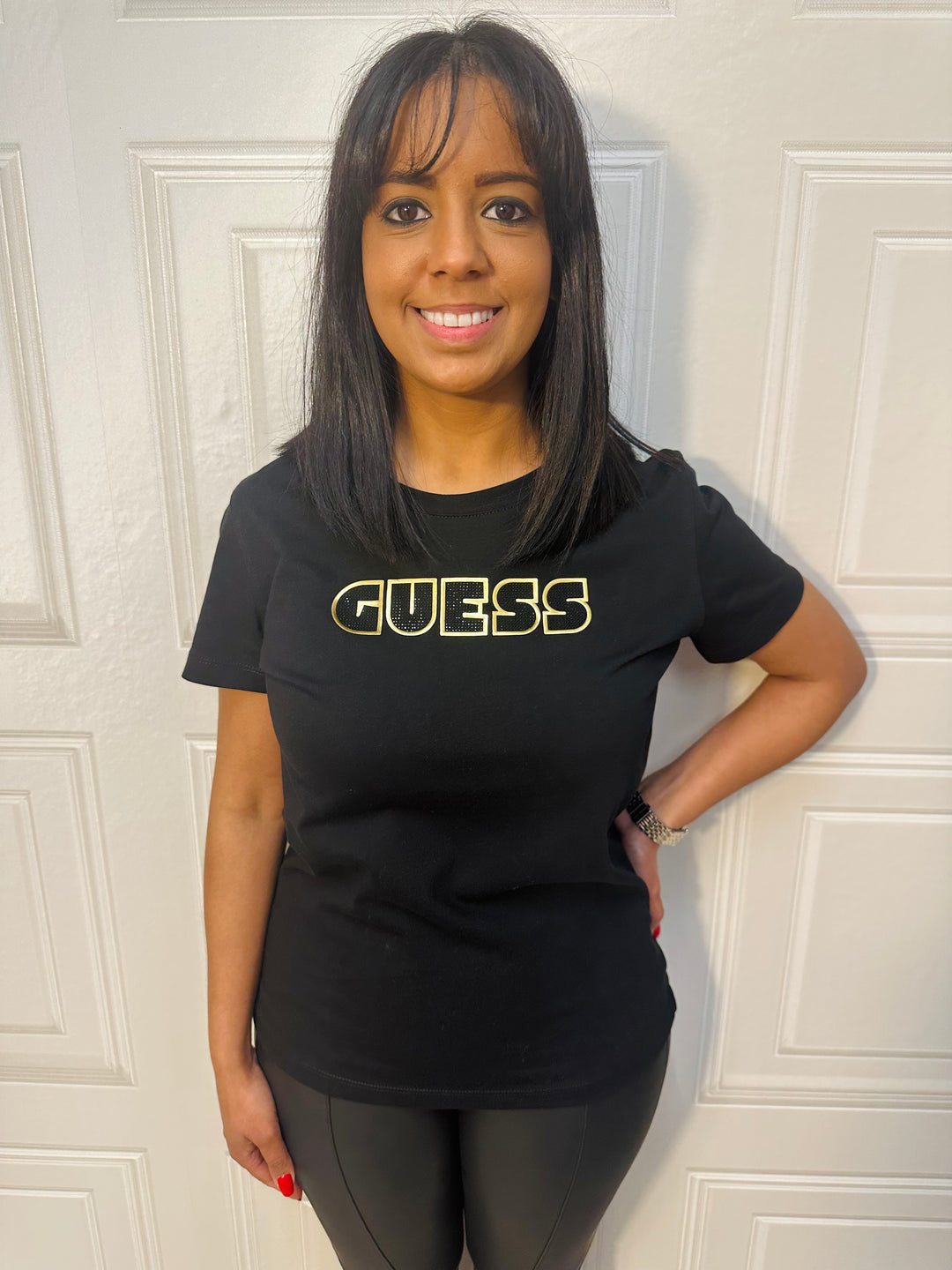 Guess Glossy Black Logo Front Top