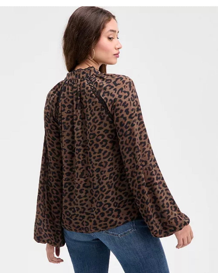 Guess Leopard Tie Neck Blouse