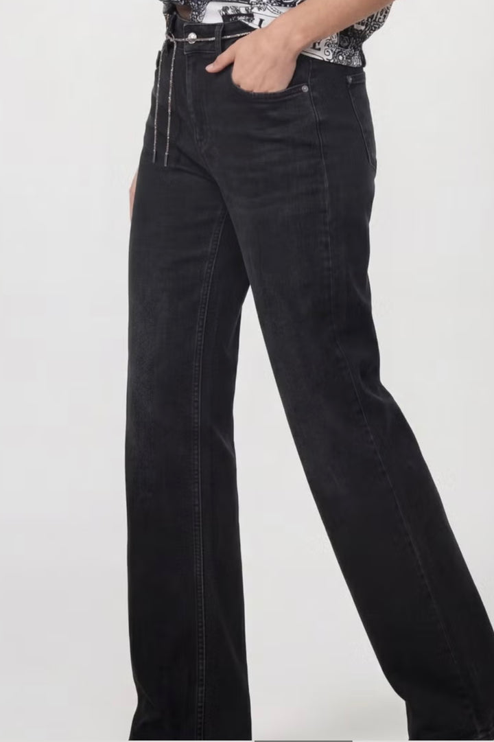 Monari Wide Leg Jean With Diamanté Belt