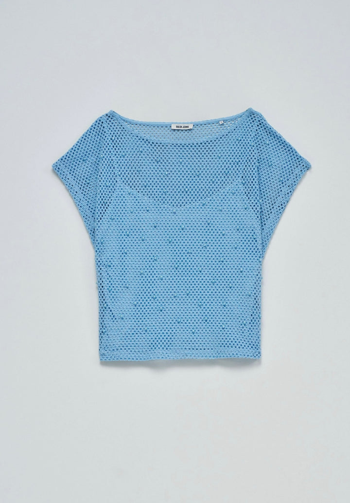 Salsa Combined Sweater With Blue Pearl Details