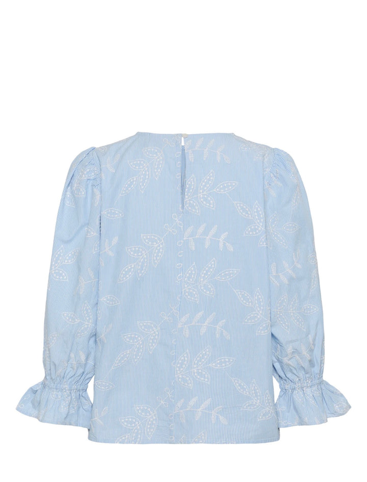 Kaffe KAmarlee Blouse White Blue Embroidered