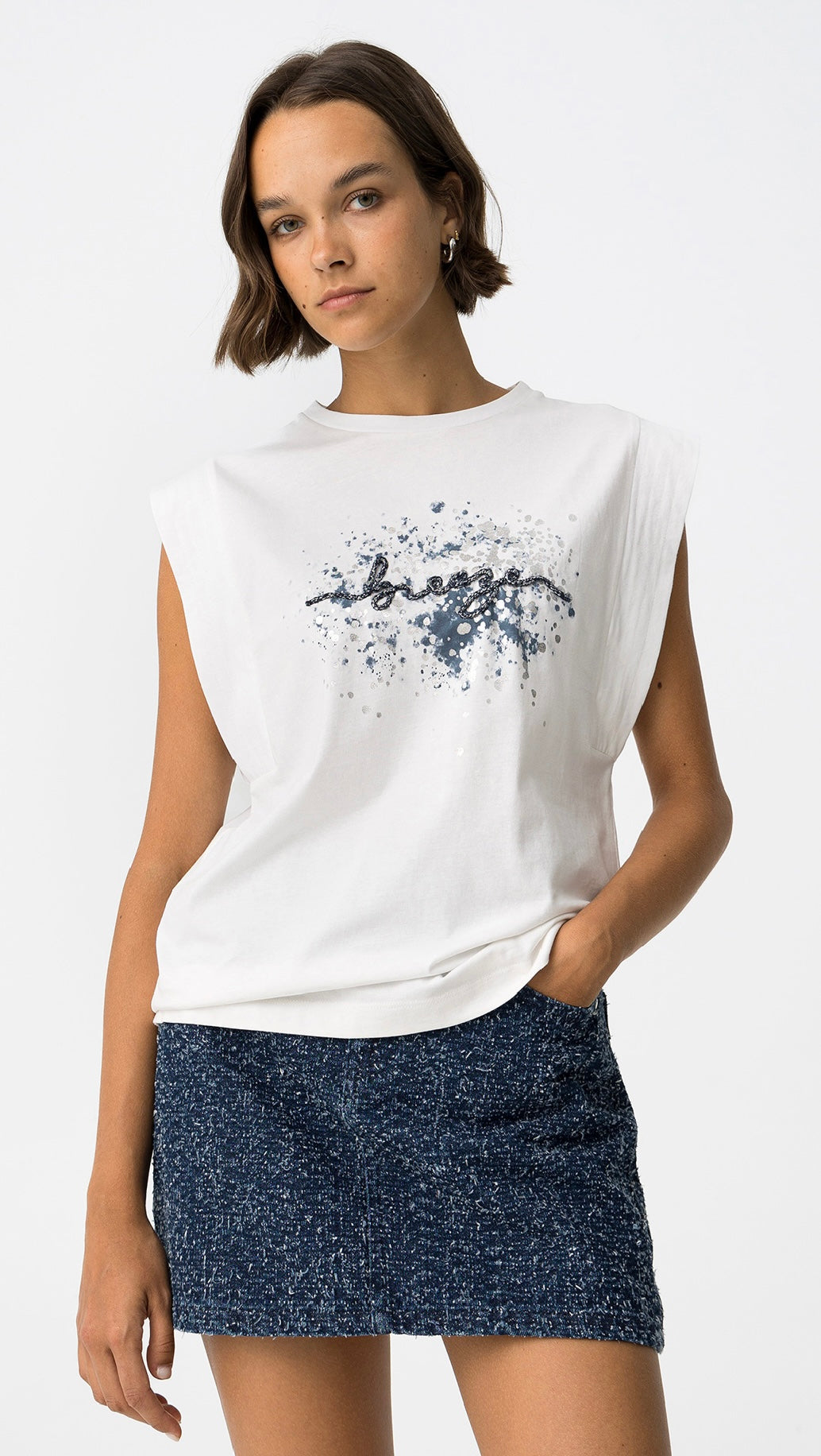 Tiffosi Print & Appliques White T-Shirt
