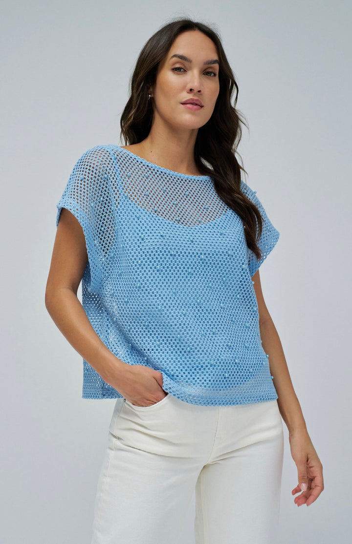 Salsa Combined Sweater With Blue Pearl Details