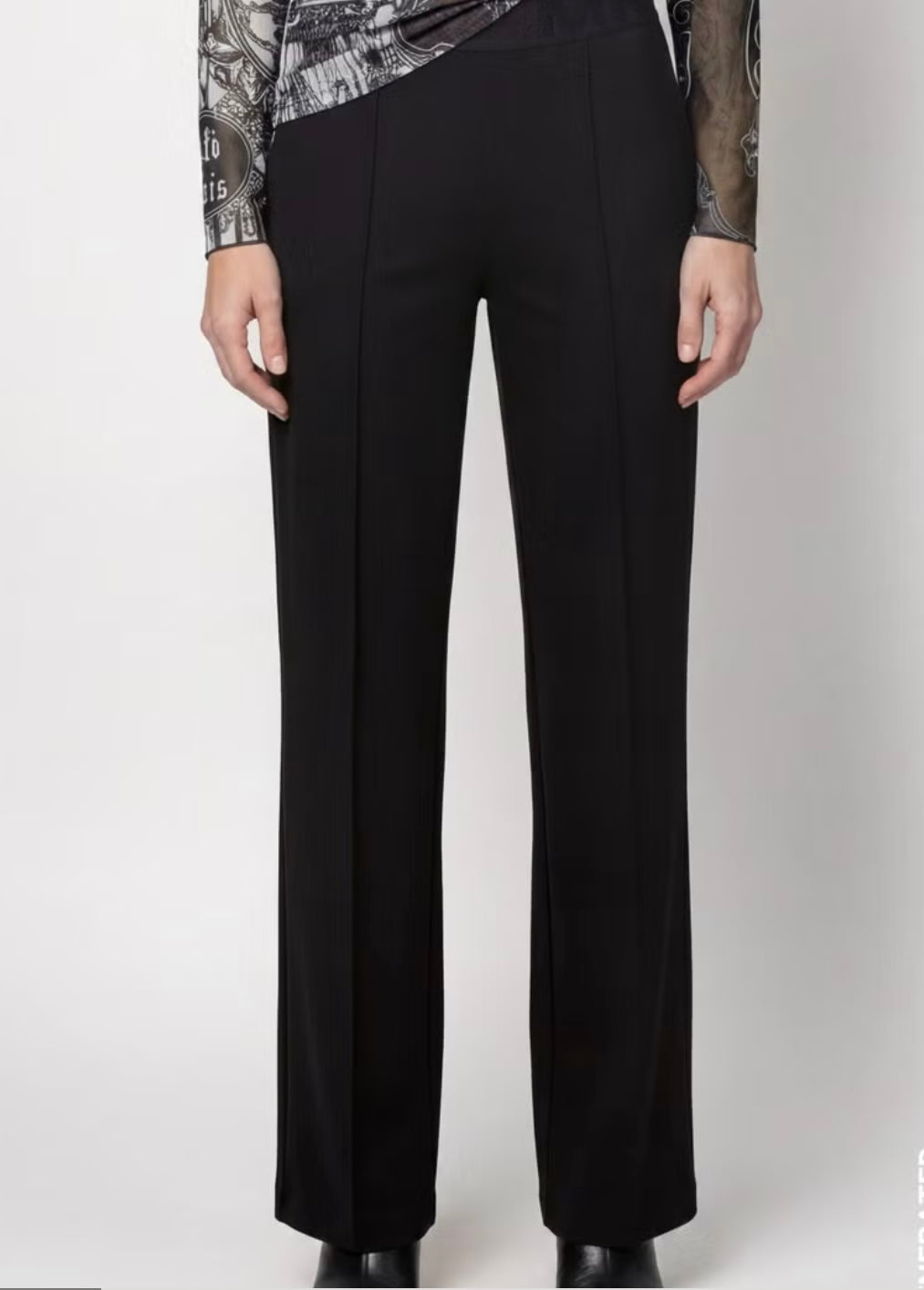 Monari Black Elastic Lettering Band Trousers