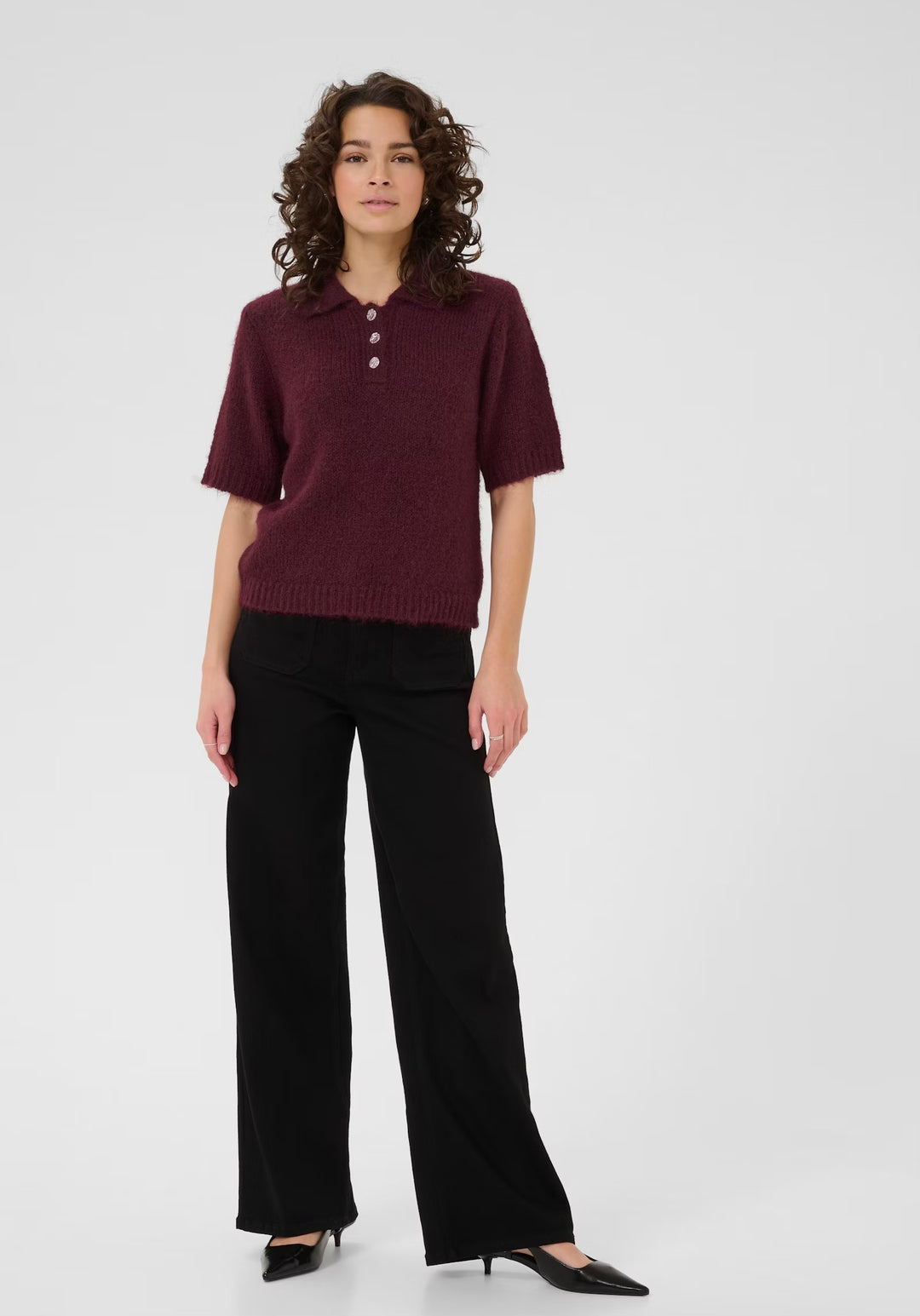 Kaffe KAemilie Polo Pullover Windsor Wine