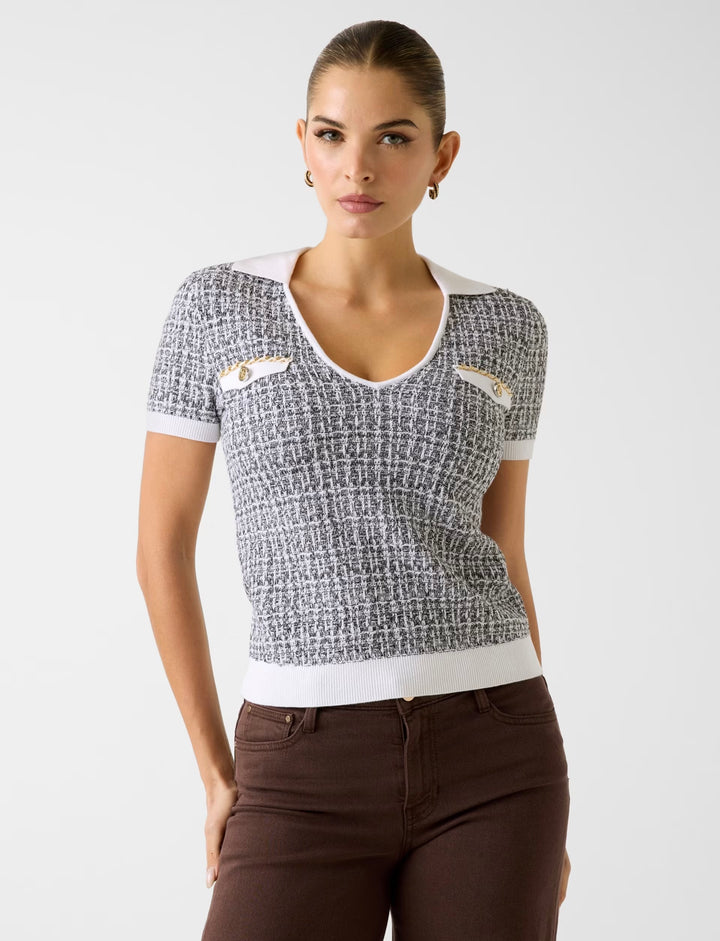 Guess Annabelle Tweed Collar sweater