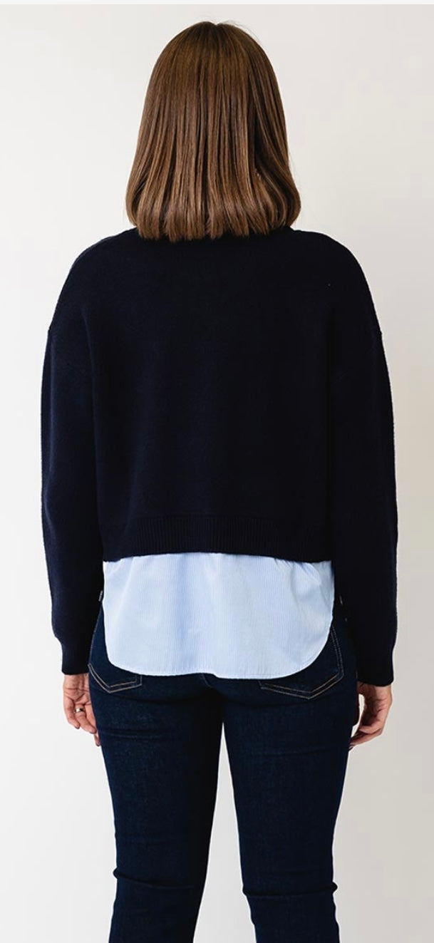 Tiffosi Layered Navy Knit Sweater
