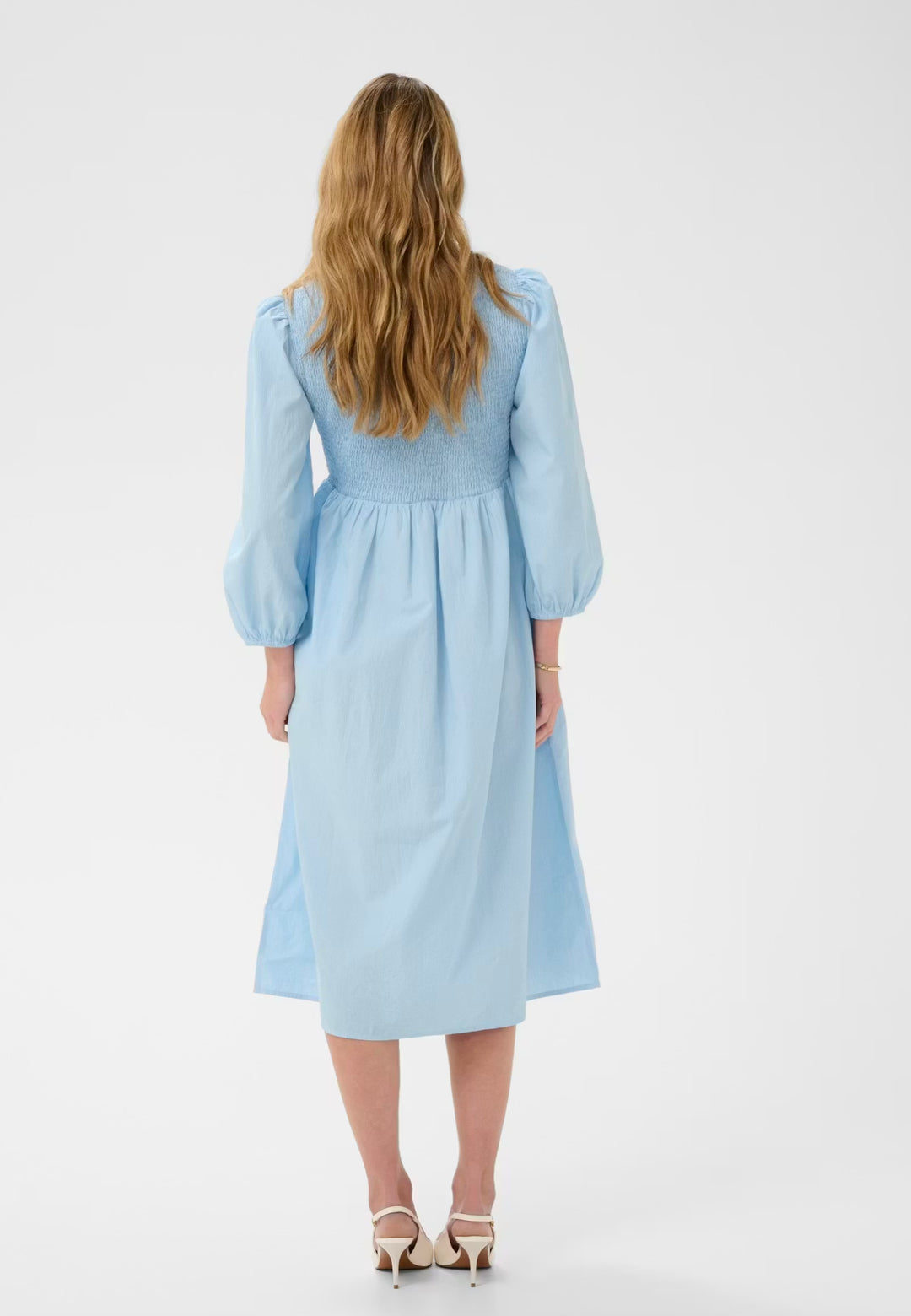 Kaffe KAmona Smock Dress Blue White Stripe