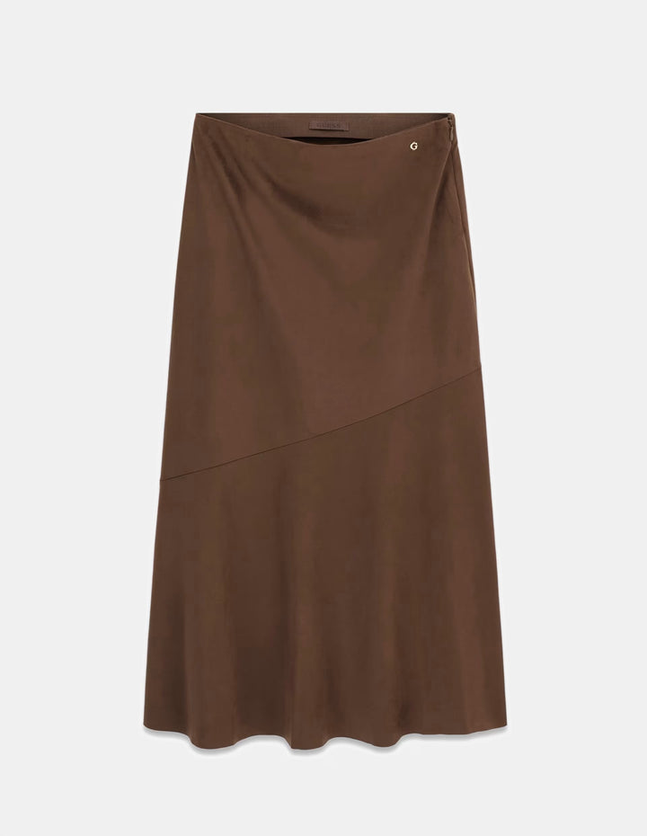Guess Nunzia Brown Suede Midi Skirt