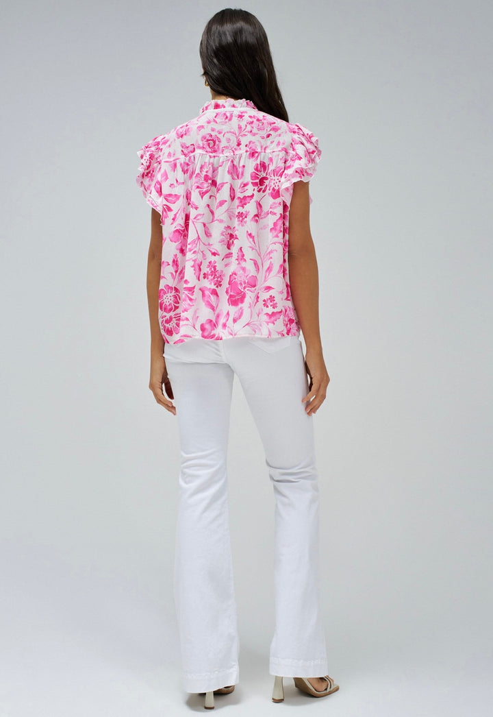 Salsa Pink White Floral Top