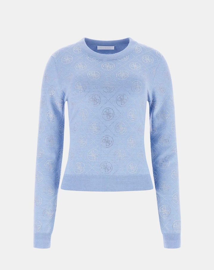 Guess Rhinestone 4G Blue Sweater