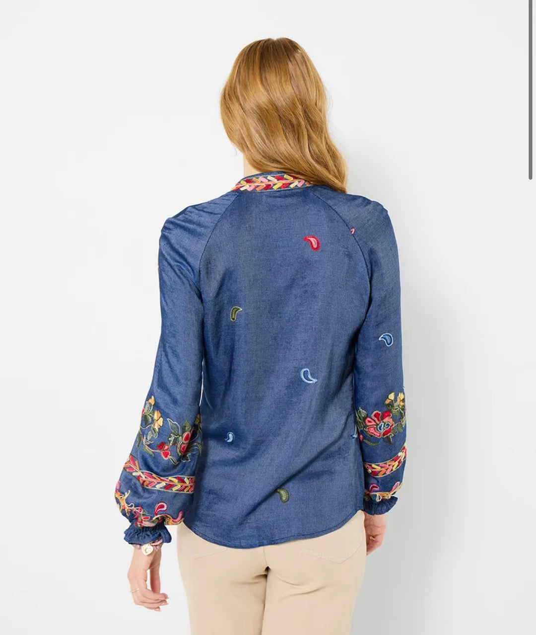 Festival Fun Embroidered Top Blue