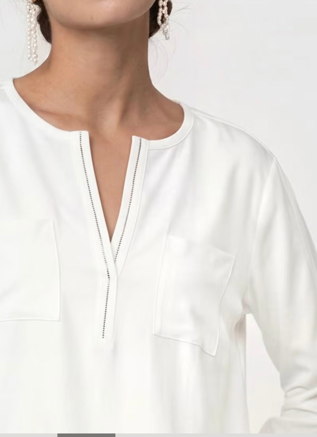Monari White Blouse With Drawstring Waist