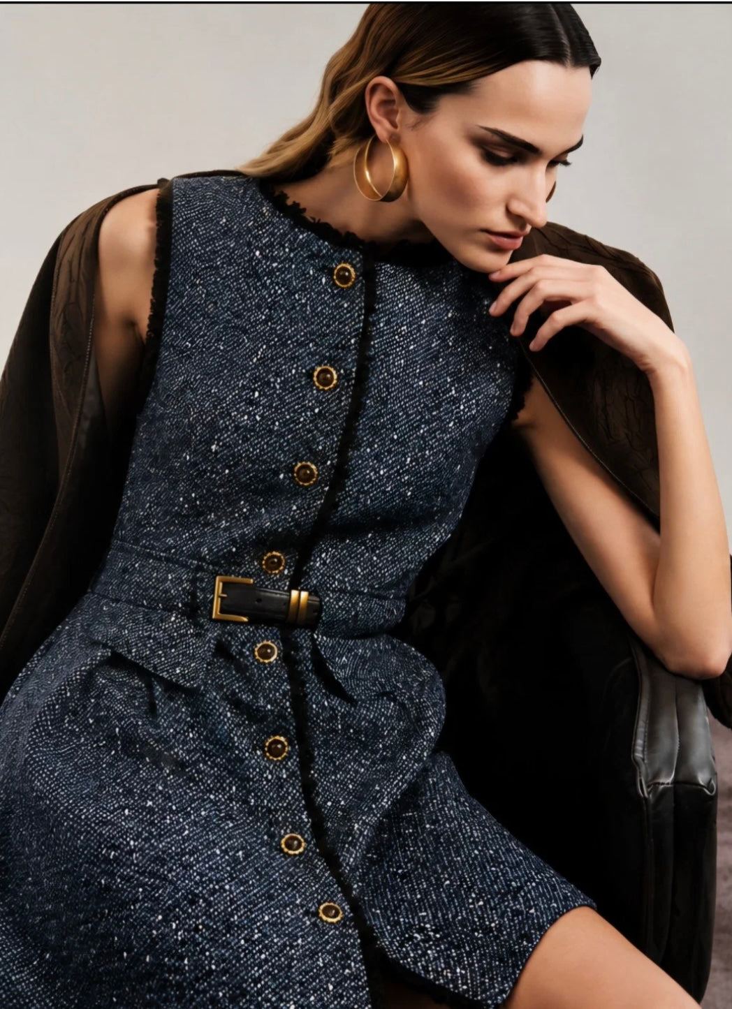 Goa Goa Zoe Tweed Blue Dress