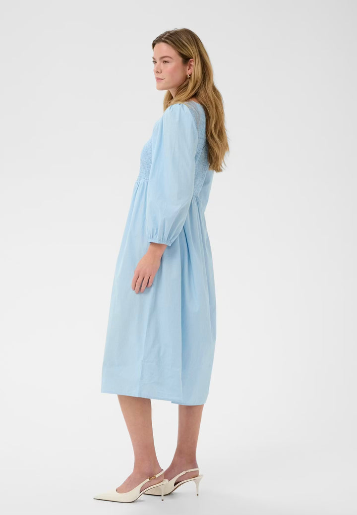 Kaffe KAmona Smock Dress Blue White Stripe