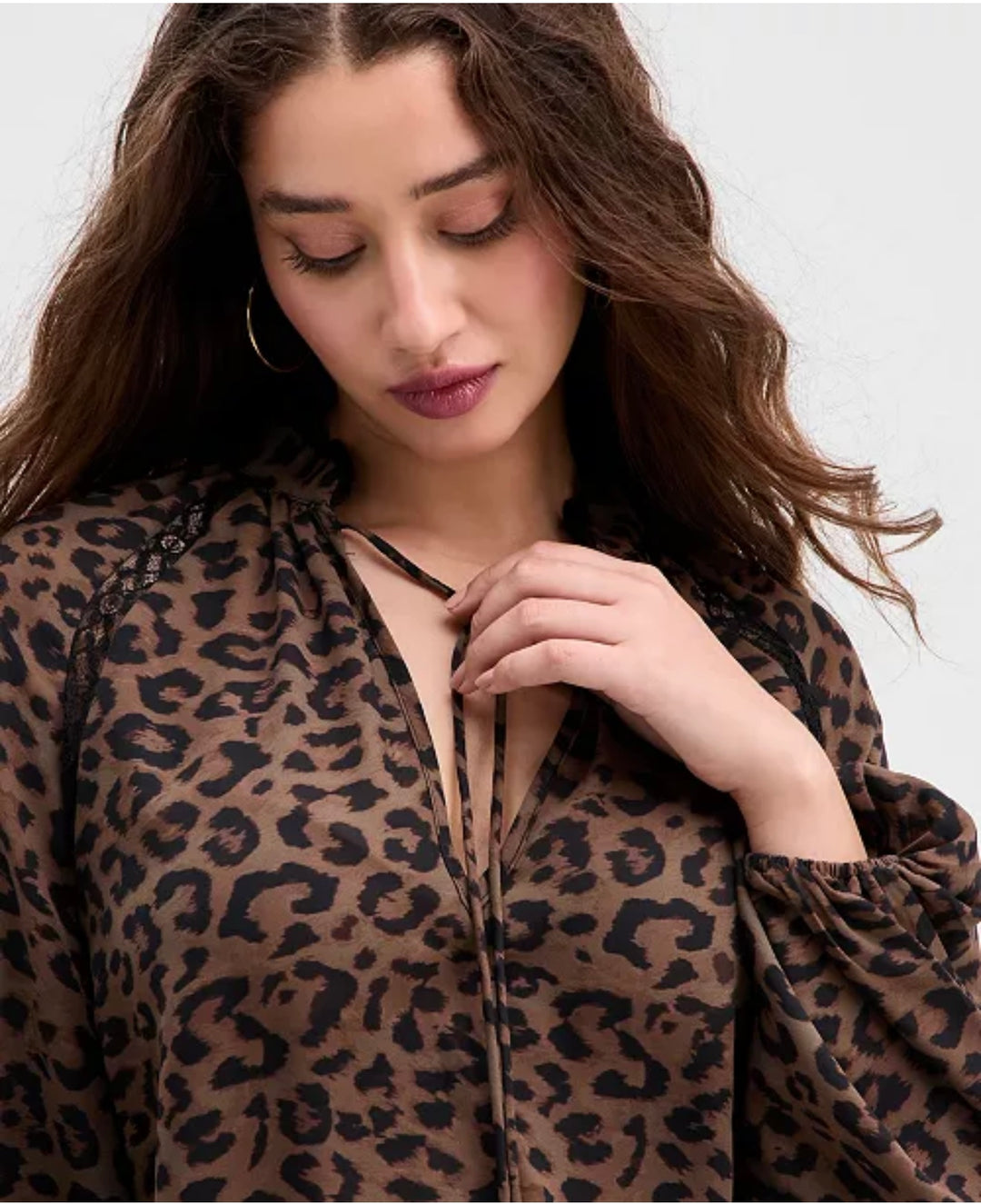 Guess Leopard Tie Neck Blouse