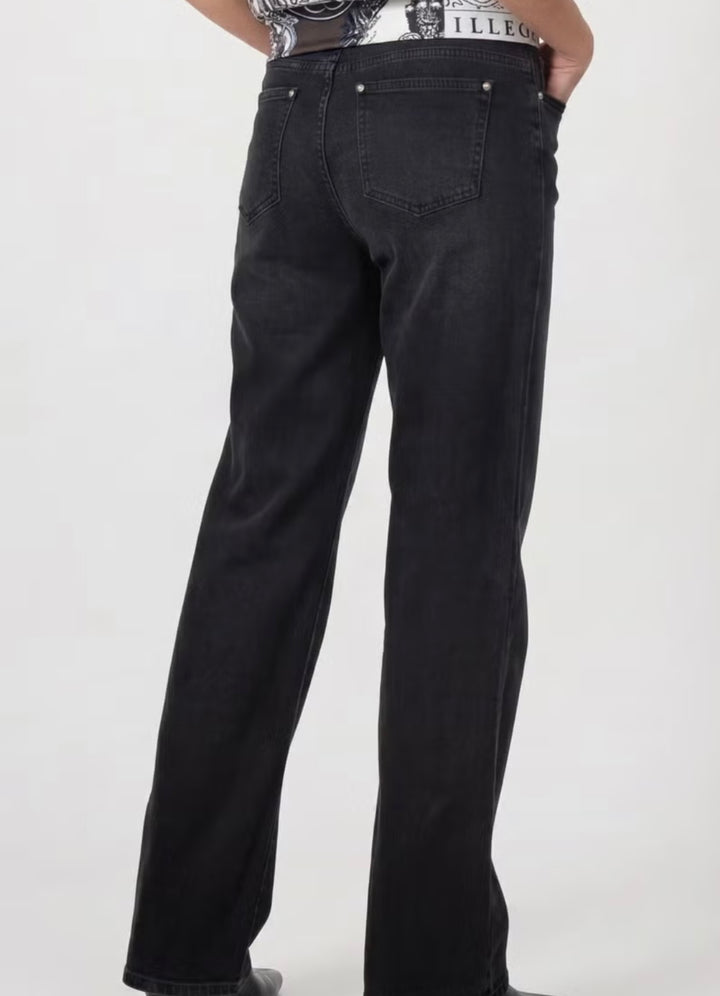 Monari Wide Leg Jean With Diamanté Belt