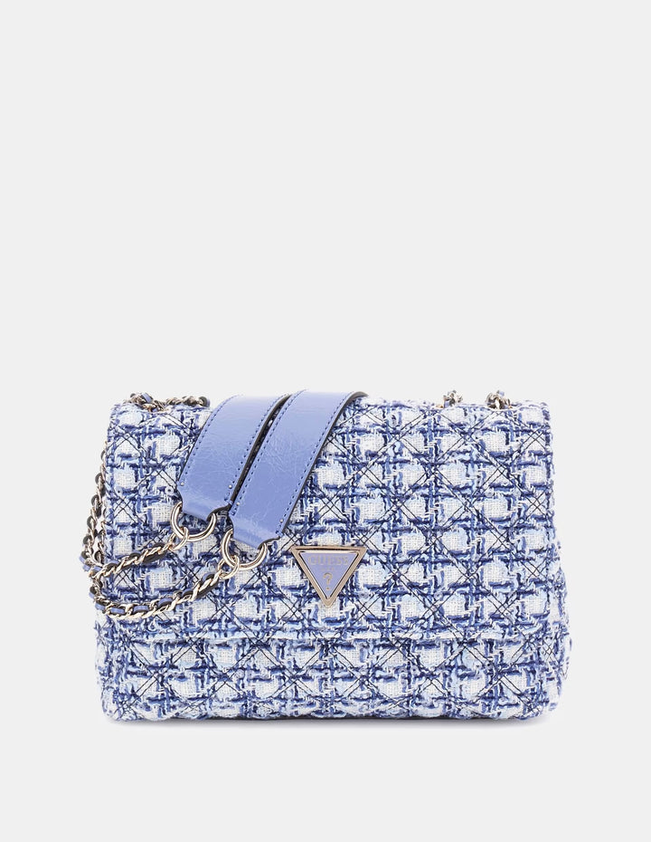 Guess Giully Stormy Blue Tweed Crossbody Bag