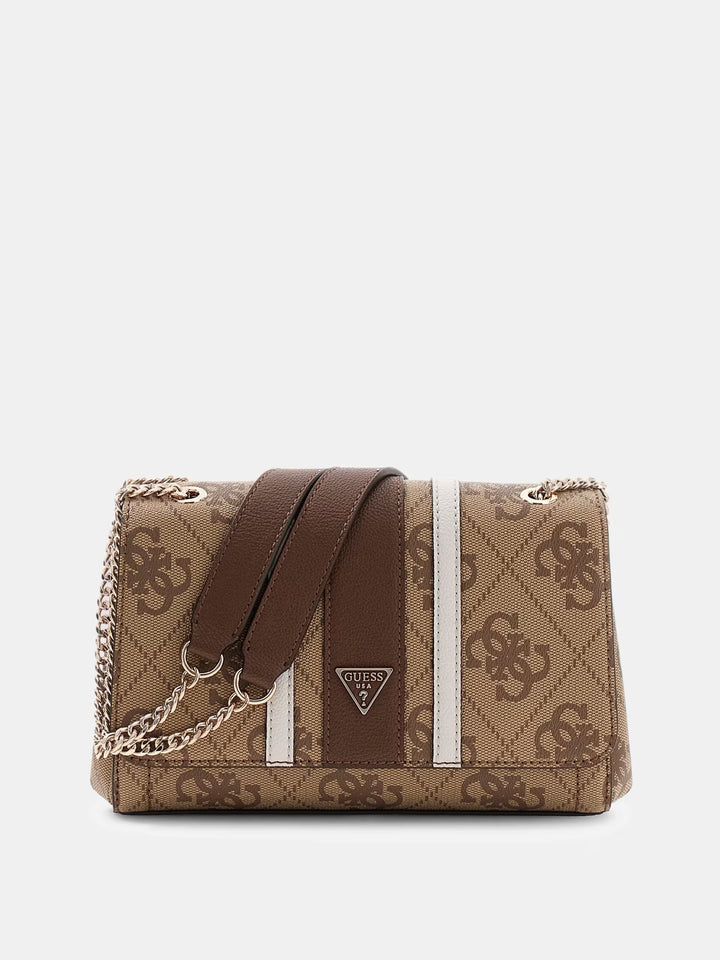 Guess Noelle Latte Logo Brown Crossbody Bag