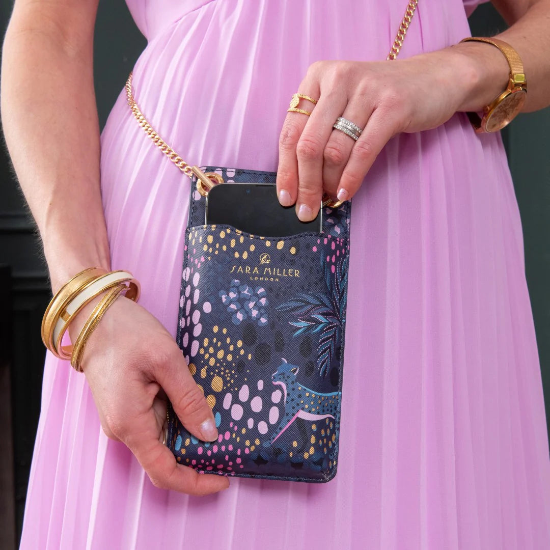 Sara Miller Phone Pouch: Midnight Leopard
