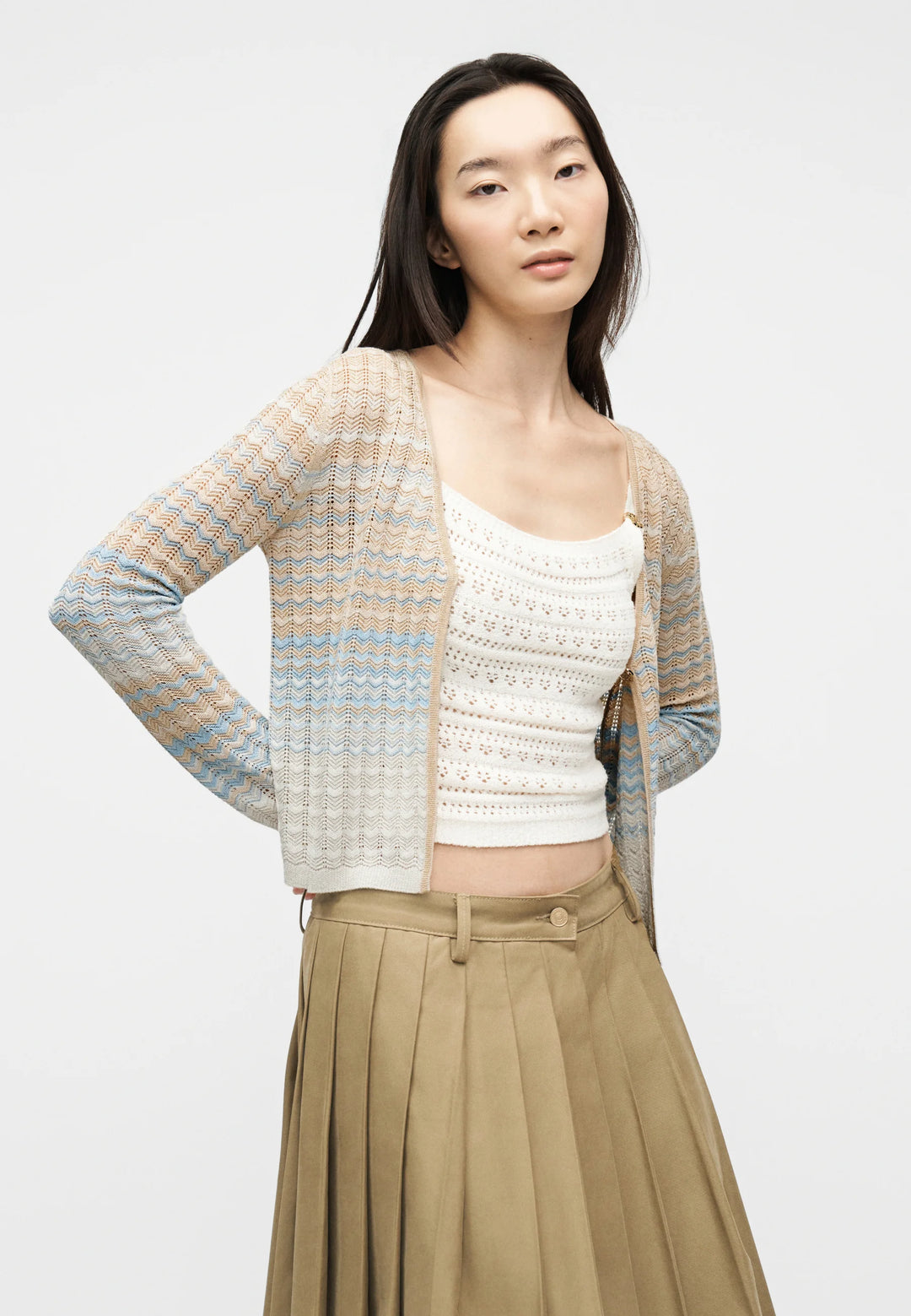 Guess Rosalyn Blue/Beige Crotchet Shoulder Cover Cardigan