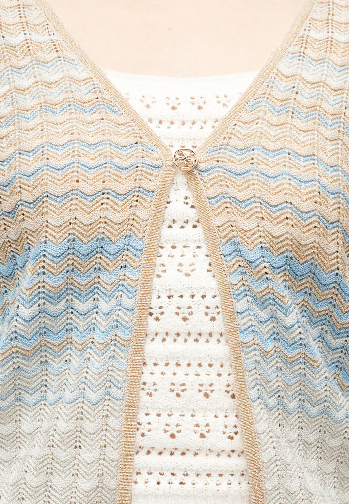 Guess Rosalyn Blue/Beige Crotchet Shoulder Cover Cardigan