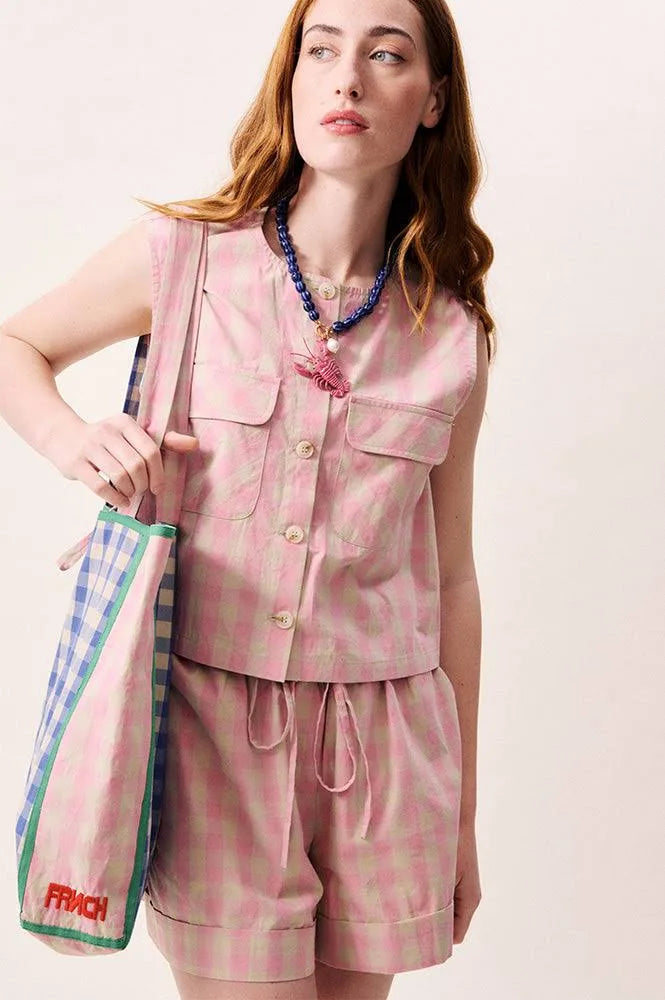 Frnch Luminous Rose Check Shorts