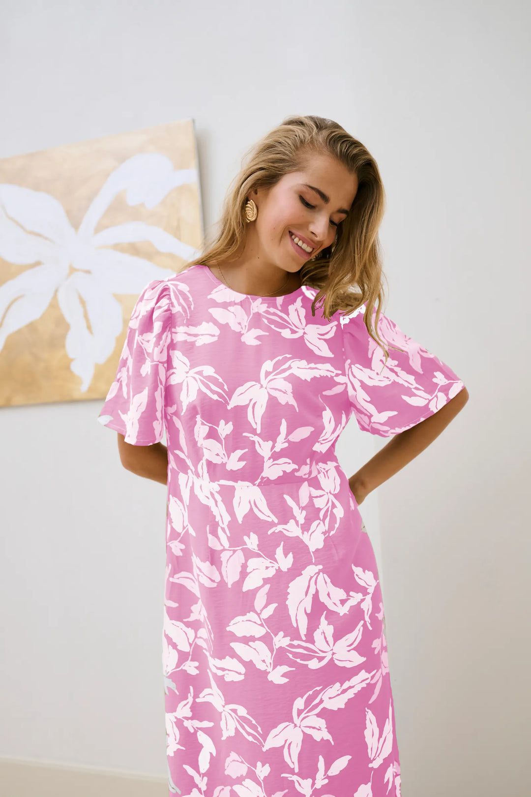 Kaffe KAmarlo Dress Pink Frosting Chalk