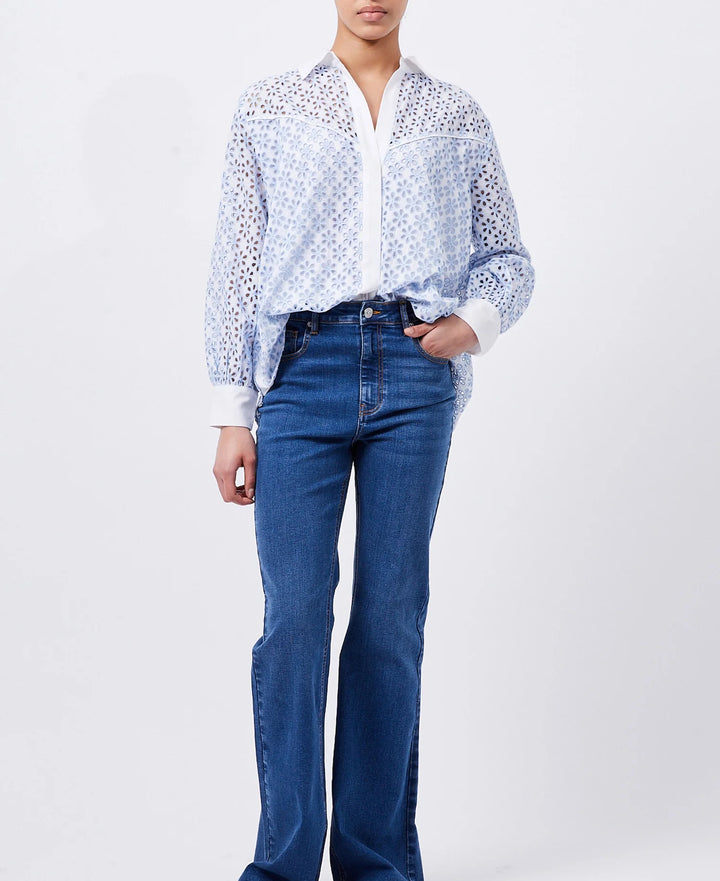 French Connection Galina Cotton Embroidered Shirt