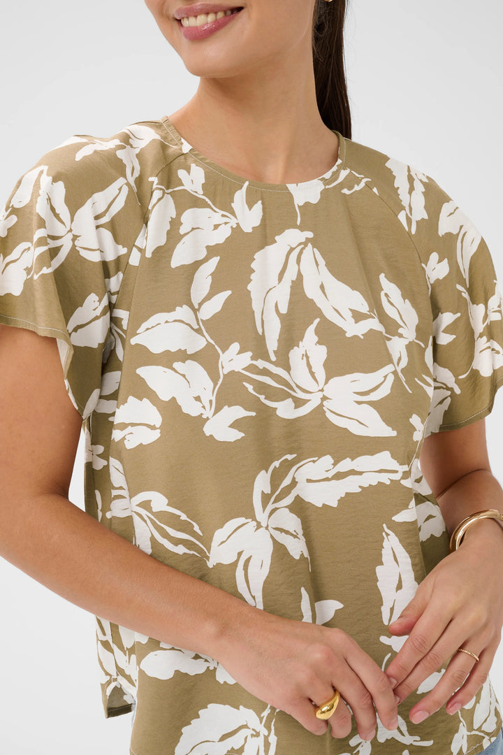 Kaffe Kamarlo Oak Chalk Leaves Blouse