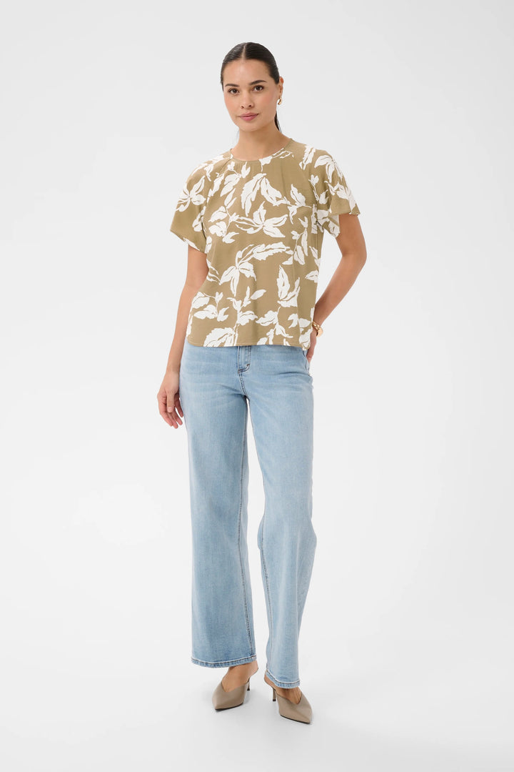 Kaffe Kamarlo Oak Chalk Leaves Blouse