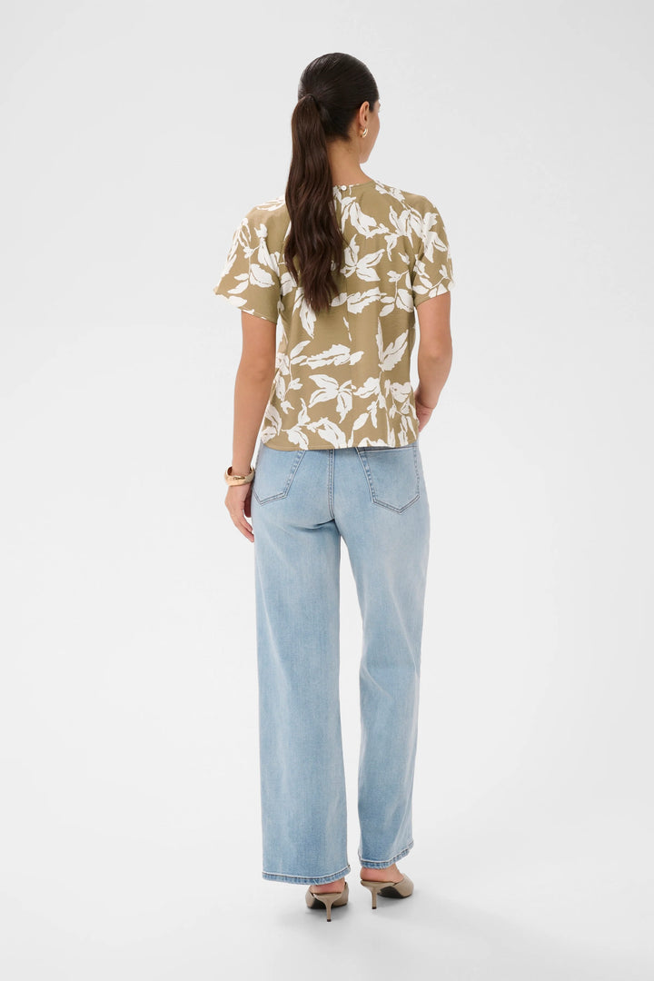 Kaffe Kamarlo Oak Chalk Leaves Blouse