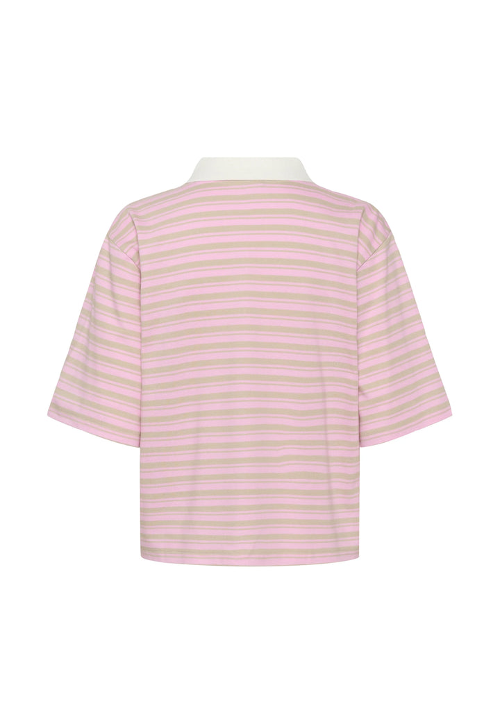Kaffe Kamiala Pink Frosting/ Feather Grey Polo T-Shirt