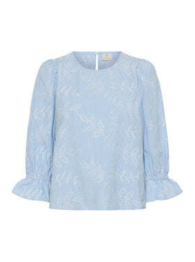 Kaffe KAmarlee Blouse White Blue Embroidered