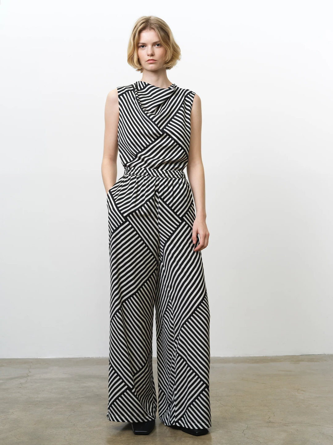 French Connection Striped Damasco Wide Leg Trouser