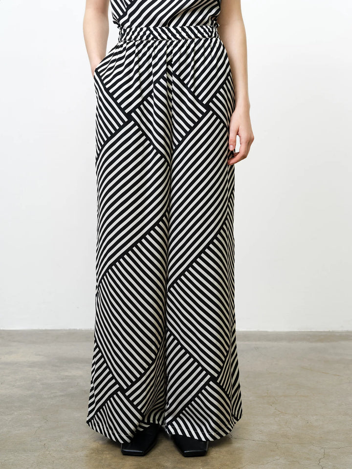 French Connection Striped Damasco Wide Leg Trouser