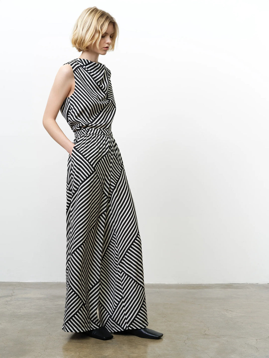 French Connection Striped Damasco Wide Leg Trouser