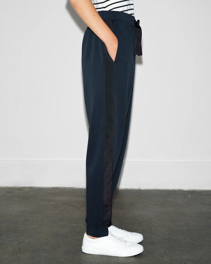 French Connection Wren Side Trim Tie Waist Trousers Black/Blue